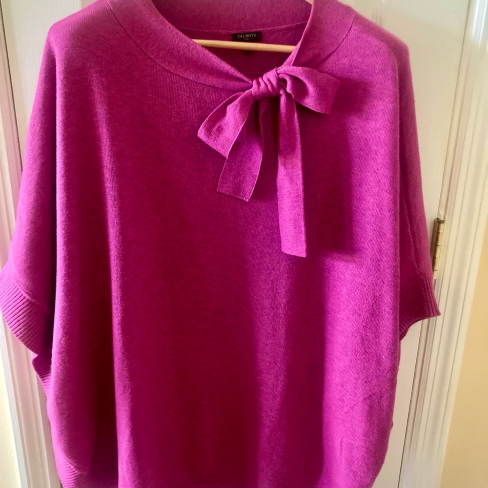 Talbots Fuchsia Tie-Neck Women's Sweater Poncho
